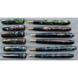Six Conway Stewart Fountain pens - 12, 28(2), 38 and 75(2)