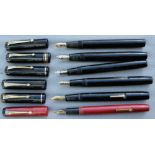 Six Conway Stewart Fountain pens - 55, 286 (2), 475 (2), and The Conway pen