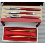 A Conway Stewart Ball pen and pencil set and Fountain pen, Ballpoint and pencil set