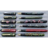 Six Burnham Fountain pens