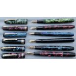 Six Conway Stewart Fountain pens - 28, 73, 75, 286, 336 and 388