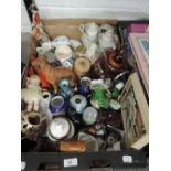 A box of decorative ceramics including Limoges