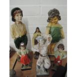 A selection of plaster figurines