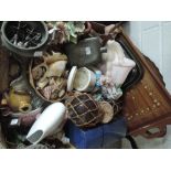 A miscellaneous box of ceramics and pewter