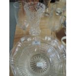 A selection of glass ware including flutes and bowls etc