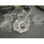 A small selection of crystal models including Swarovski owl, hedgehog etc