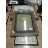 Two pictures, Chatsworth House and Buxton in oak frame also wooden picture frame with oak leaf