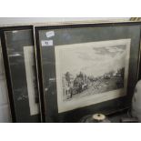 Two prints 'The London Road from Reading' and 'A View from the Corn Market'