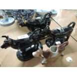 Four cow creamers including Jackfield