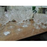 A selection of cut glass wine, sherry and port glasses