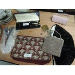 A selection of misc including vintage purses, pen set etc