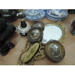 A miscellaneous selection including wall mirror and table lamp etc