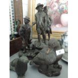 A collection of Hereditics limited figures including shepherd with lamb and dog, preening duck and