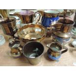 A selection of lustre ware including jugs and goblets