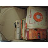 A box of records including 78's and classical singles etc