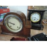 A marble mantle clock and a mid-20th century mantle clock
