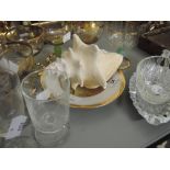 A selection of glasses, a Chokin plate and shell
