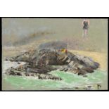 •MYLES TONKS, RI, RBA (1890-1960) A FOLIO OF PASTELS OF COASTAL SCENES Including holiday makers