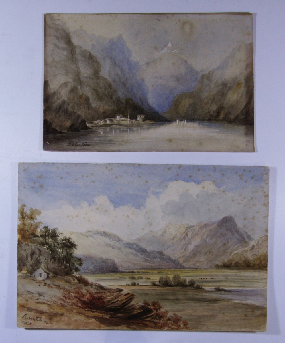 THE HOOD FAMILY (19th Century) A FOLIO OF LANDSCAPE WATERCOLOURS including views of the Alps, Capri, - Image 2 of 5