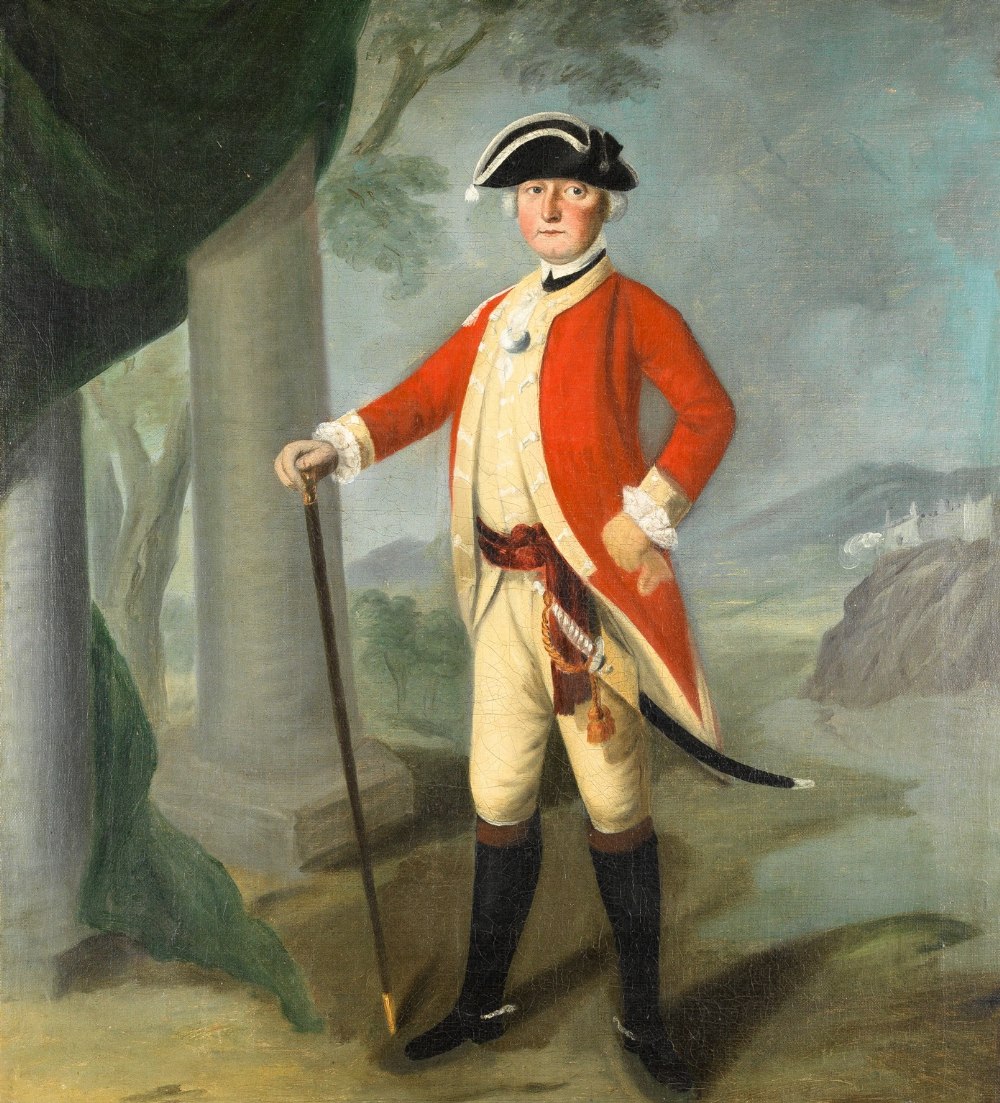 CIRCLE OF ARTHUR WILLIAM DEVIS (1766-1822) FULL LENGTH PORTRAIT OF AN ARMY OFFICER oil on canvas