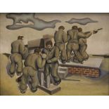 CIRCLE OF WILLIAM ROBERTS, RA (1895-1980) THE ARTILLERY MEN monogrammed and dated l.r.: PC /44, oil