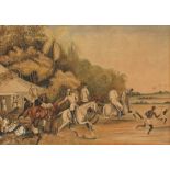 COLONIAL SCHOOL mid 19th Century THE HUNT watercolour with bodycolour 22cm by 30.5cm; 8 2/3in by