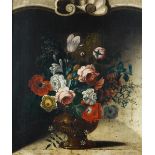 DUTCH SCHOOL 18th Century STILL LIFE OF FLOWERS IN AN URN oil on canvas 82.5cm by 70cm; 32 1/2in