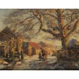 HERBERT F. ROYLE (1870-1958) END OF A WINTER'S DAY, YORKSHIRE signed l.r.: H. Royle, oil on panel