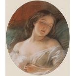 ALONZO MYRON KIMBALL (1874-1923) PORTRAIT OF A WOMAN SLEEPING Pastel 30cm by 26cm; 12in by 10in