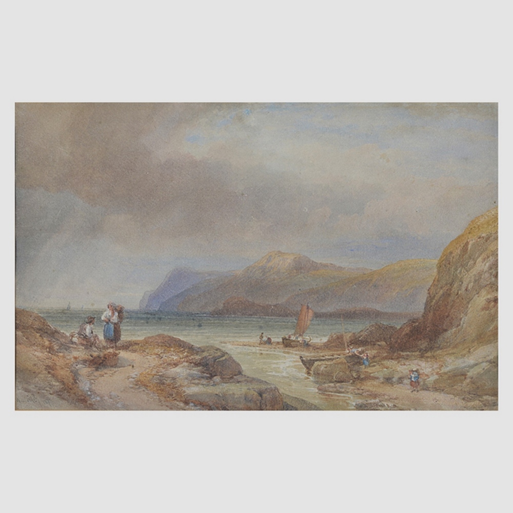 ATTRIBUTED TO WILLIAM LEIGHTON LEITCH (1804-1883) COASTAL SCENE WITH FIGURES signed and dated l. - Image 6 of 8