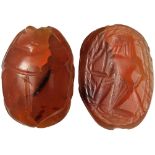 Etruscan carnelian scarab with kneeled warrior 4th - 3rd century BC; ;