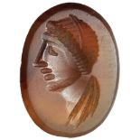 Carnelian with female head Intaglio1st - 3rd century AD; ;