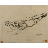 VIRGILIO GUZZIMolfetta, 1902 - Rome, 1978Woman lying, 1940Indian ink on paper, 22,5 x 28,5 cm