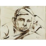 ANGELO CAPELLIVilla d’Almè, 1930Portrait of man, 1957Ink on paper, cm 20 x 30 Signature and date