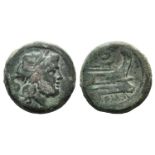 Anonymous, Rome, after 211 BC. Æ Semis (26mm, 17.00g, 6h). Laureate head of Saturn r. R/ Prow of