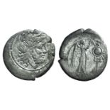 Anonymous, Rome, after 211 BC. AR Victoriatus (17mm, 2.59g, 11h). Laureate head of Jupiter r. R/