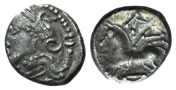 Celtic, Central Gaul. Lingones, Kaletedes, c. 120/00-50 BC. AR Quinarius (12mm, 1.91g, 4h).