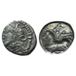 Celtic, Central Gaul. Lingones, Kaletedes, c. 120/00-50 BC. AR Quinarius (12mm, 1.91g, 4h).