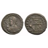Constantine II (Caesar, 317-337). Æ Follis (18mm, 3.22g, 6h). Siscia, c. 320. Laureate and mantled