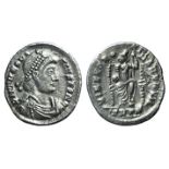 Theodosius I (379-395). AR Siliqua (17mm, 2.29g, 12h). Treveri, 378-388. Pearl-diademed, draped