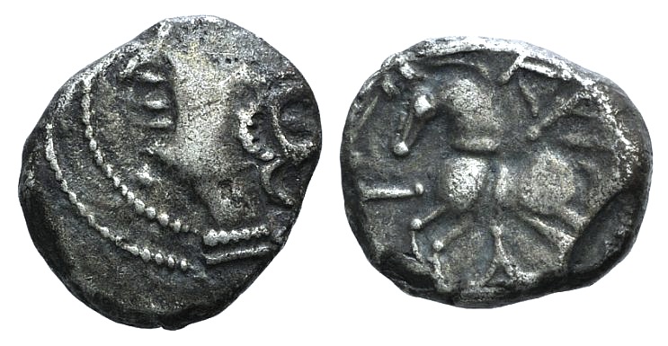 Celtic, Central Gaul. Lingones, Kaletedes, c. 120/00-50 BC. AR Quinarius (13mm, 1.88g, 9h).