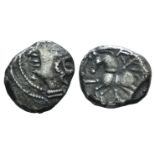 Celtic, Central Gaul. Lingones, Kaletedes, c. 120/00-50 BC. AR Quinarius (13mm, 1.88g, 9h).