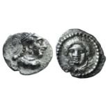 Cilicia, Tarsos, time of Pharnabazos–Datames, c. 380-361/0 BC. AR Obol (10mm, 0.65g, 11h). Head of