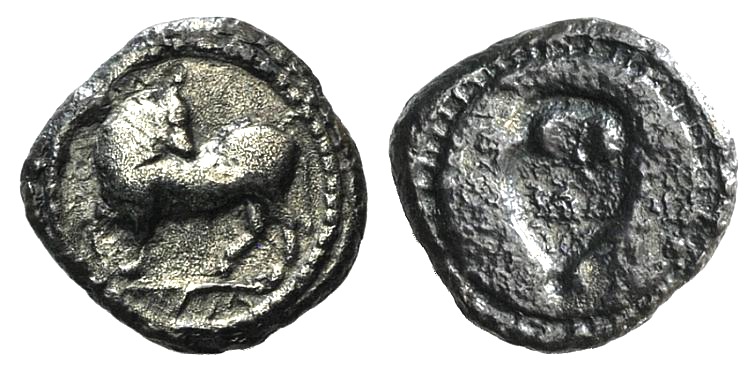 Southern Lucania, Sybaris, c. 510-475 BC. AR Triobol (11mm, 1.21g, 6h). Bull standing l., head r. R/