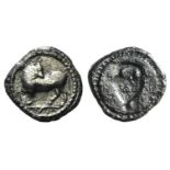 Southern Lucania, Sybaris, c. 510-475 BC. AR Triobol (11mm, 1.21g, 6h). Bull standing l., head r. R/