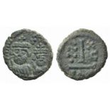 Heraclius and Heraclius Constantine (610-641). Æ 10 Nummi (14mm, 3.72g, 6h). Catania, year 16 (625/