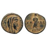 Divus Constantine I (died 337). Æ (13mm, 1.54g, 5h). Antioch, 347-8. Veiled head r. R/ Constantine