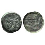 Spurius Afranius, Rome, 150 BC. Æ As (30mm, 21.34g, 6h). Laureate head of Janus. R/ Prow r.; S