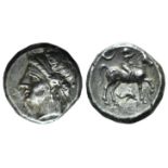 Southern Apulia, Tarentum, Campano-Tarentine series, c. 281-272 BC. AR Nomos (19mm, 6.98g, 6h).