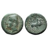 Samnium, Aesernia, c. 263-240 BC. Æ (19mm, 5.44g, 6h). Head of Vulcan l., wearing pilos; tongs to r.